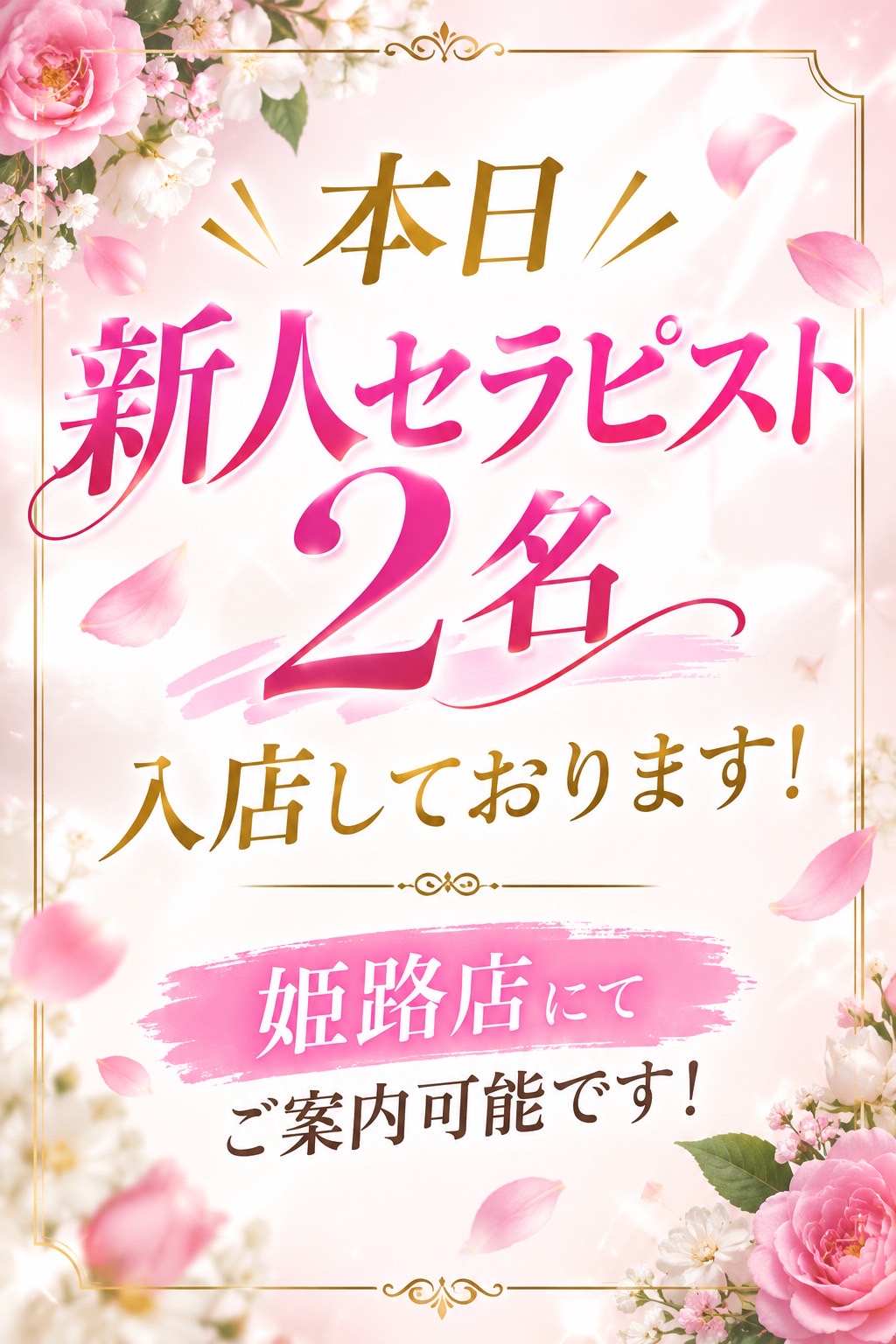 ⭐︎本日新人セラピスト2名入店♫